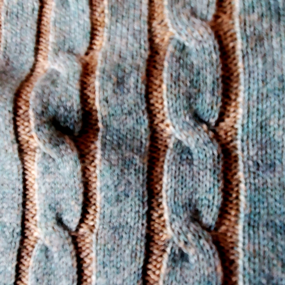 Belford Teal and Sandstone Cable Knit Sweater - Picture 4 of 8
